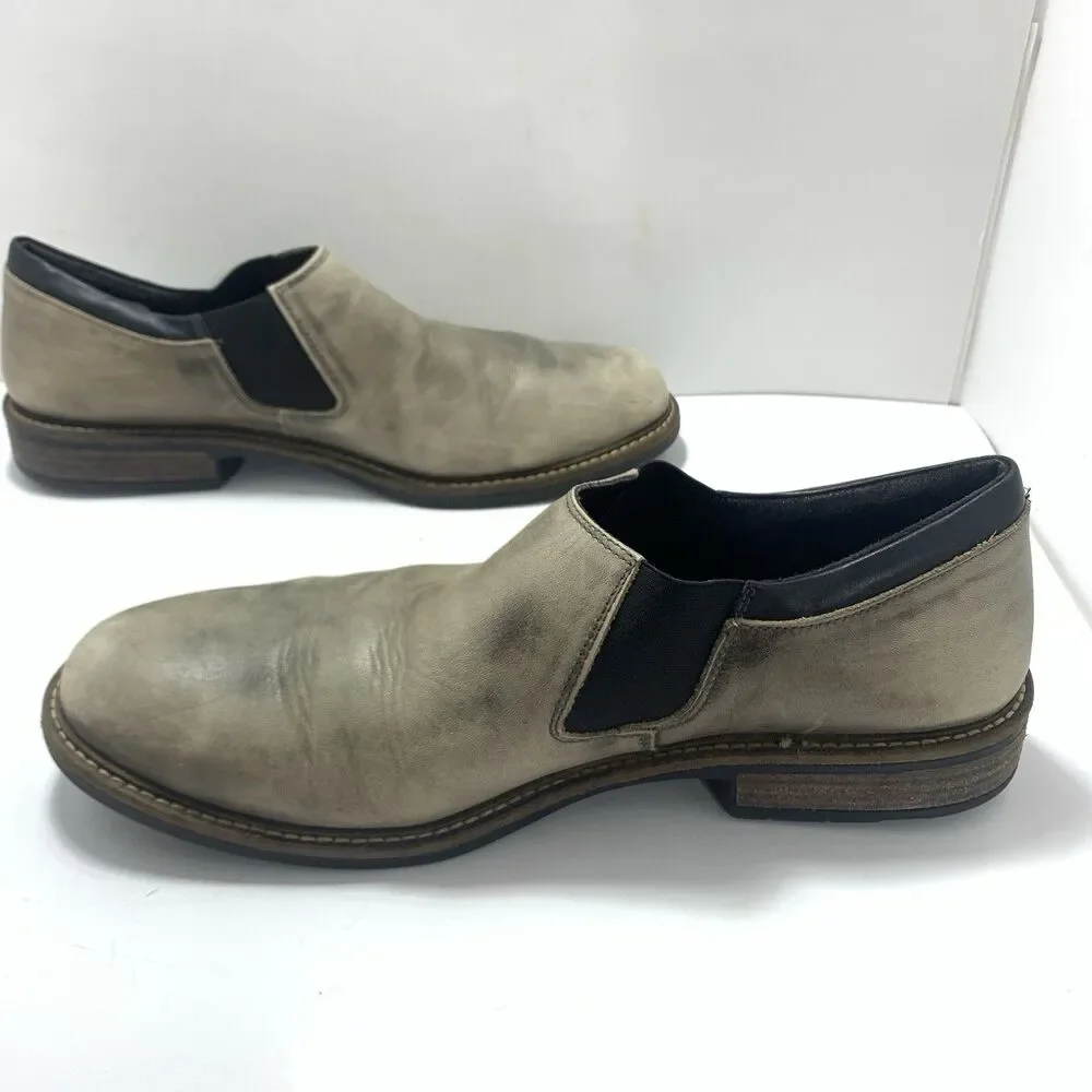Naot Men’s Director Slip On Leather Gray Black Shoes Size 12-12.5 US